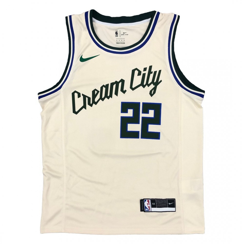 Men's Milwaukee Bucks Khris Middleton #22 White Cream Swingman Jersey - City Edition-Pro Kit Vault | Brand New 26/27 Sports Jerseys